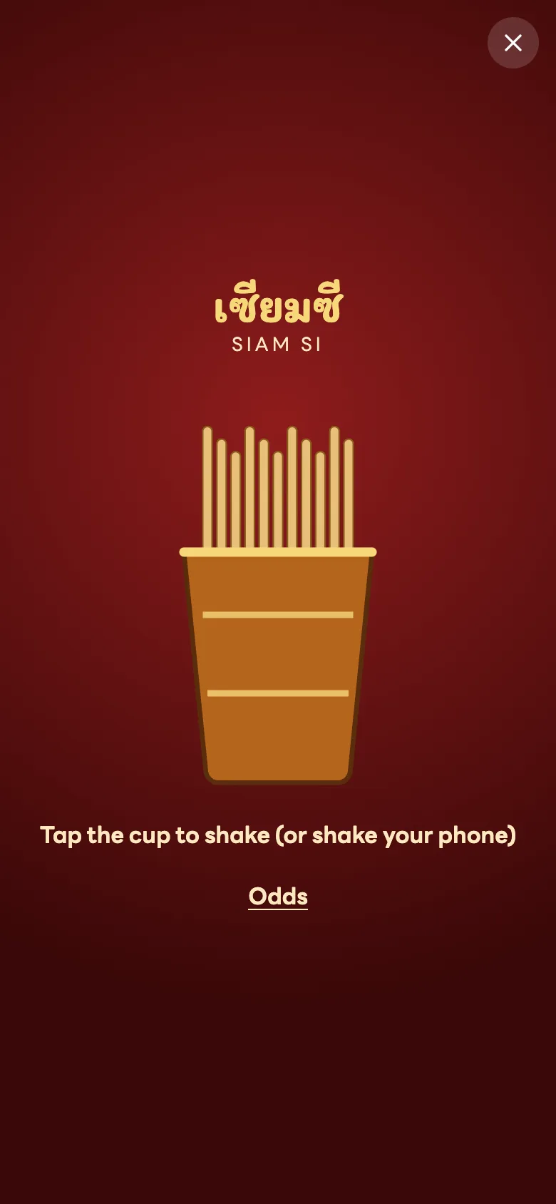 Siam Si fortune cup full of sticks